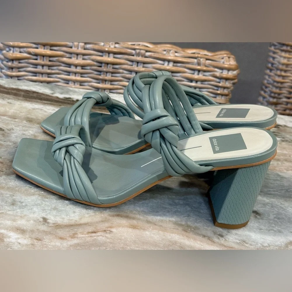 Women’s DOLCE VITA Pama Slip On Squared Open Toe Block Heeled Dress Sandals-Sz 9